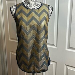 J Crew Gold Blue Sleeveless Blouse 00